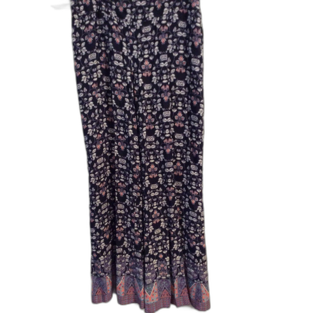 Mudd Wide Leg Rayon Elastic Back Waist Pants Floral blue XL Boho Gypsy Cottage